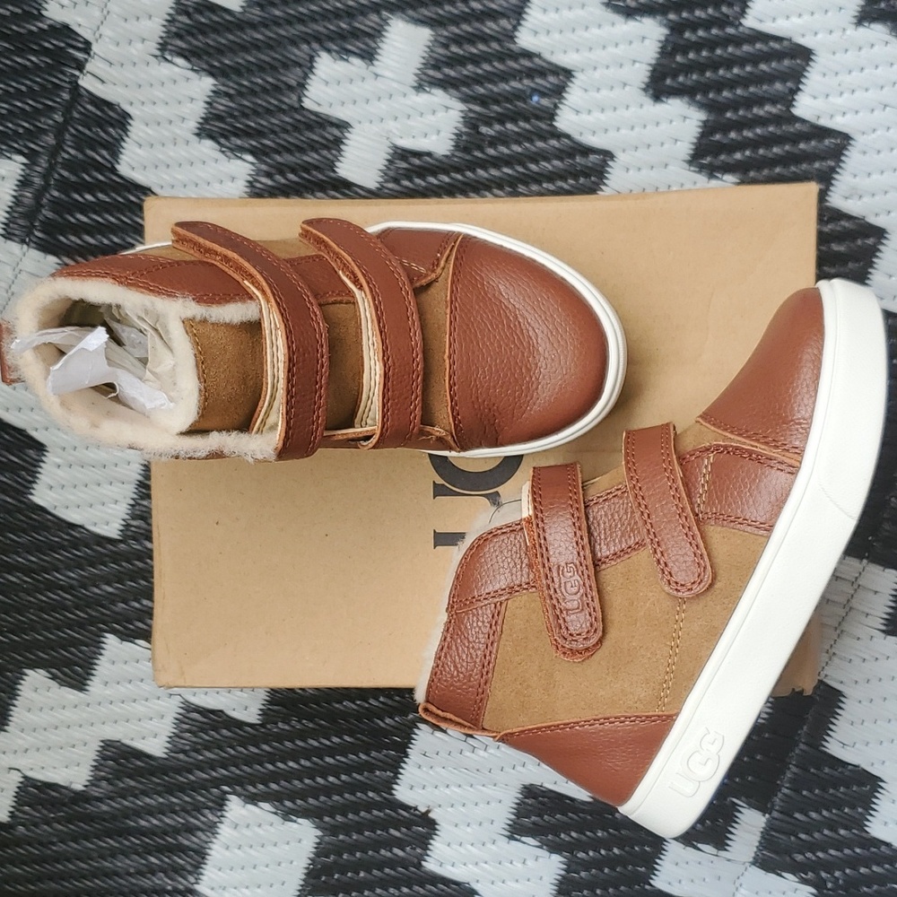 New Ugg Rennon Leather/Suede Unisex Fur Lined High Top Velcro Fashion Sneaker 11 - Picture 5 of 12
